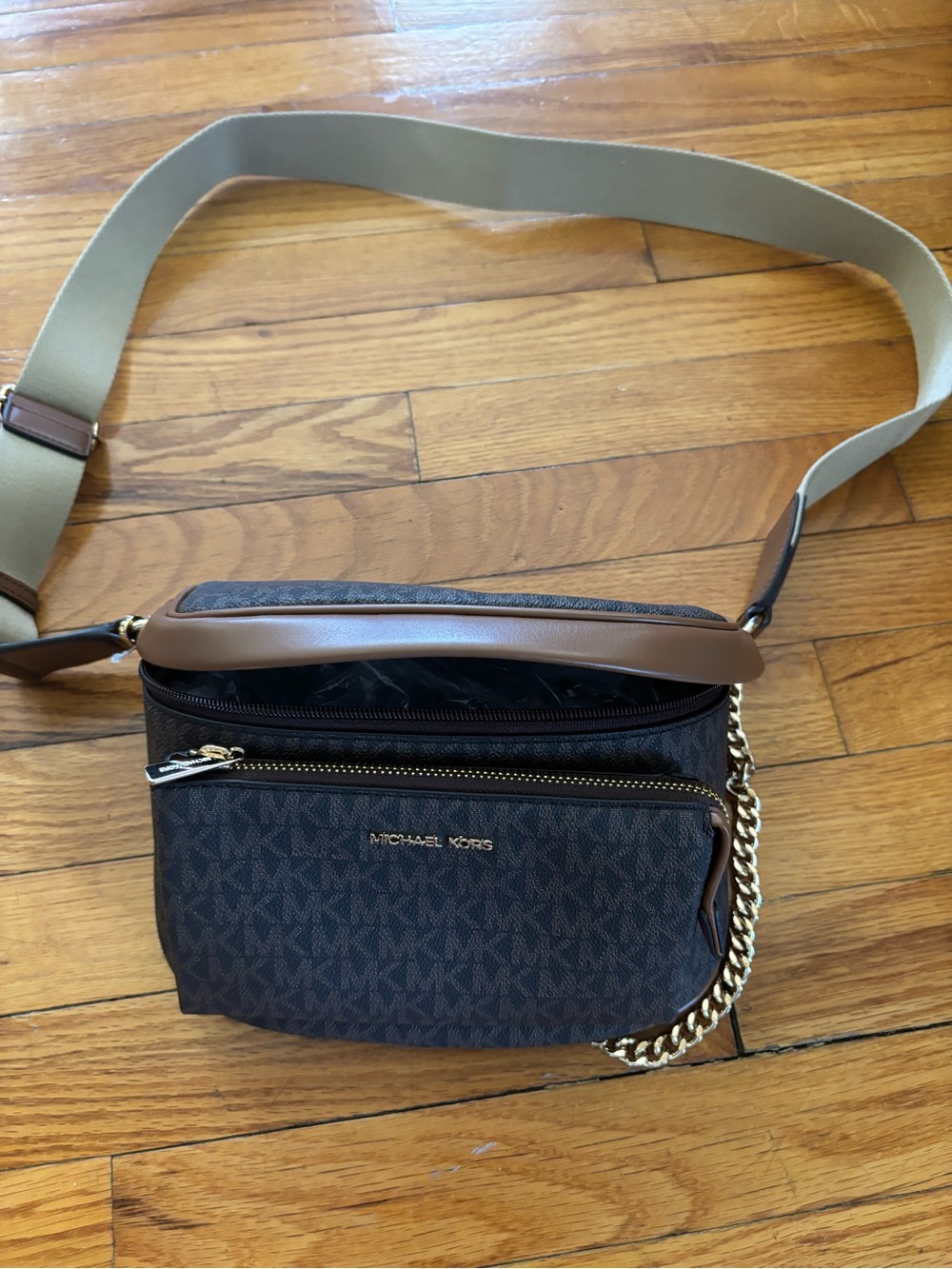 Michael Kors  Brown MK Monogram Crossbody Bag